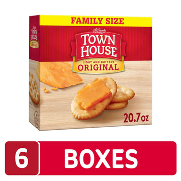Town House Crackers, Oven Baked, Lunch Snacks, Family Size, Original (6 Boxes)