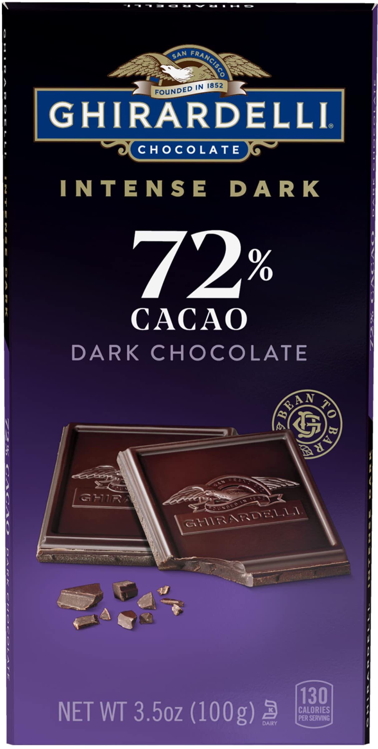 Ghirardelli Intense Dark 72% Cacao Twilight Delight Chocolate Bar, 3.5 Ounce (Pack Of 12)
