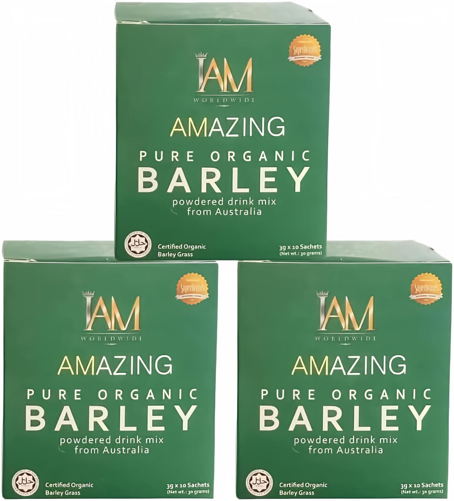 IAM Amazing Pure Organic Barley Powdered Drink Mix Organic Barley Green Natural Blend-3 Boxes
