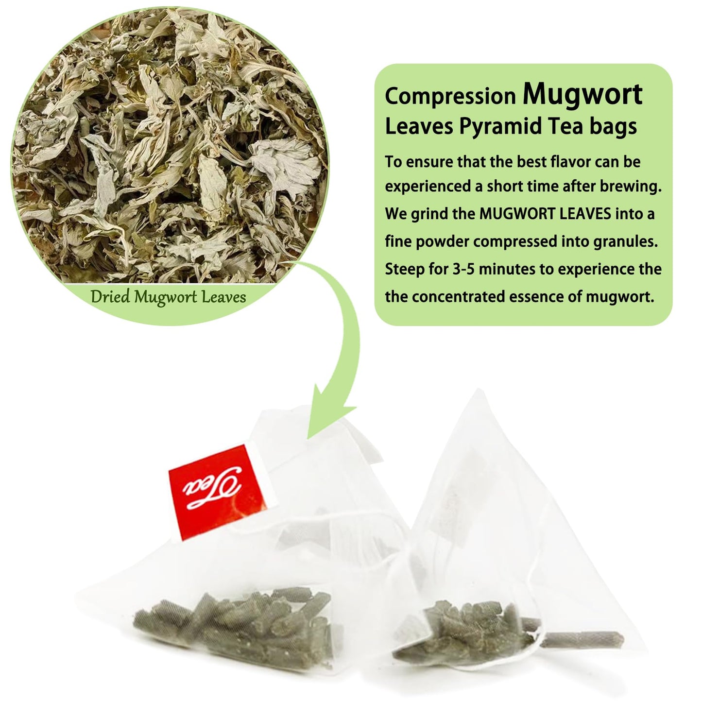 TZTZBOM Mugwort Tea Bags, Caffeine Free Herbal Tea, 20 Count, 2g per Bag