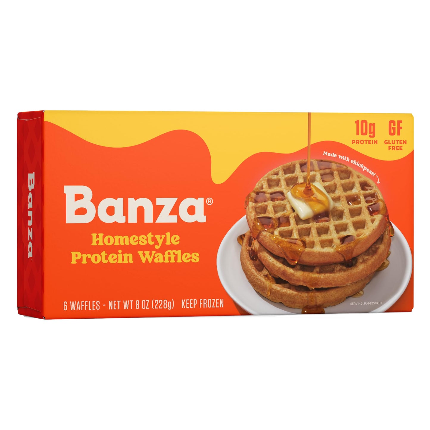 Banza Homestyle Protein Waffles, Frozen Waffles from Chickpeas - High Protein, Gluten Free, Lower Carb Toaster Waffles, 8oz