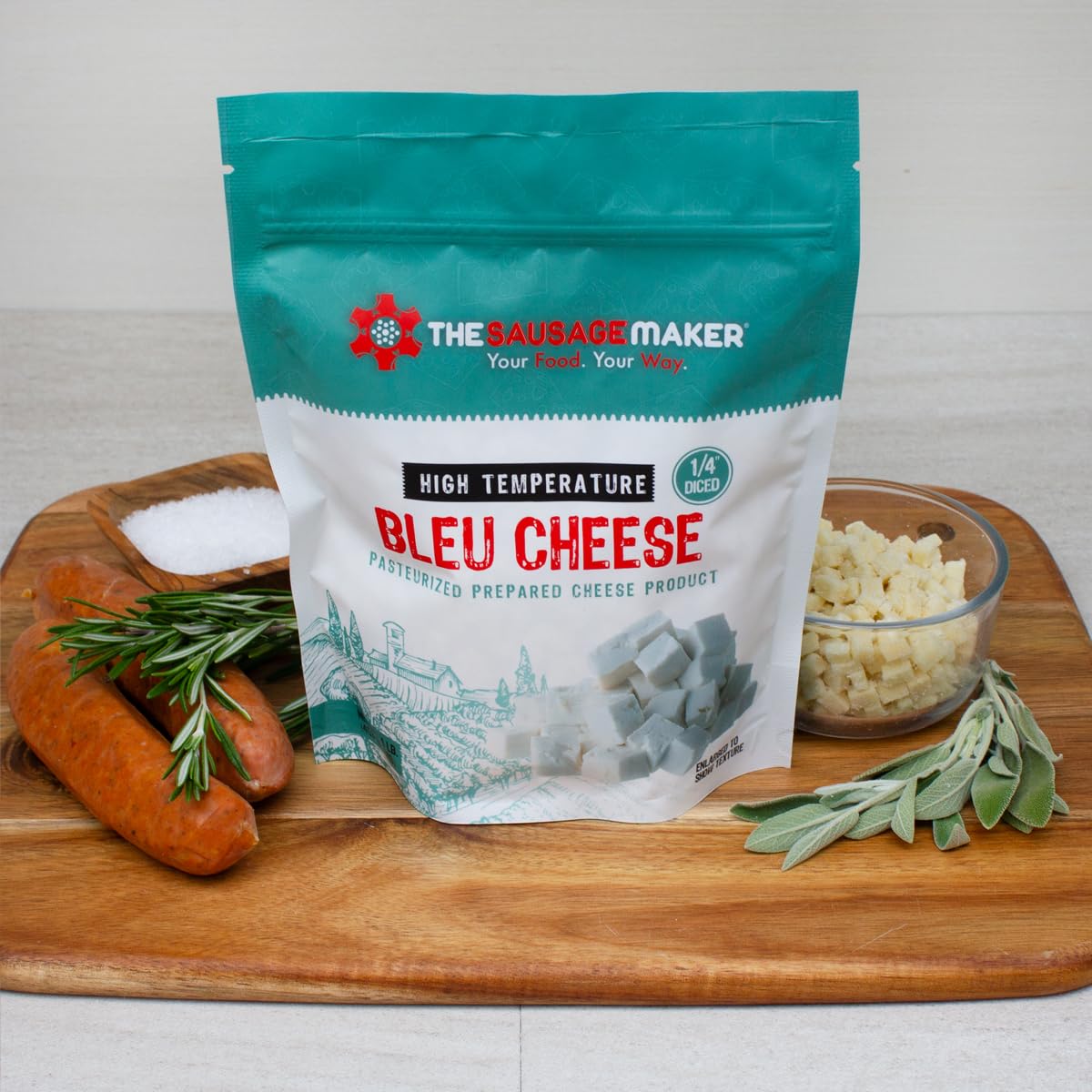 The Sausage Maker High Temp Bleu Cheese Diced Cube for Sausage Making, 2 Pound (2 x 1lb)