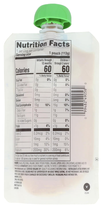 365 By Whole Foods Market, Organic Apple Sweet Potato Baby Food, 4 Ounce