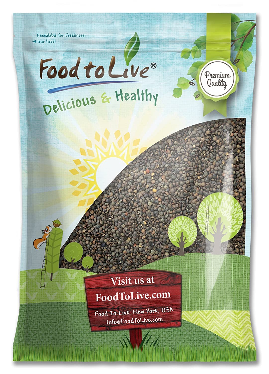 Food to Live French Green Lentils, 10 Pounds - Whole Dry Beans, Raw, Sproutable, Vegan, Kosher, Bulk. Deep Peppery Flavor. Rich