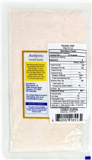 Rani Sindhav Namak (Rock Salt) Powder 3.5Oz (100G) ~ Unrefined, Pure And Natural | Vegan | Gluten Friendly | Non-Gmo | Indian Origin