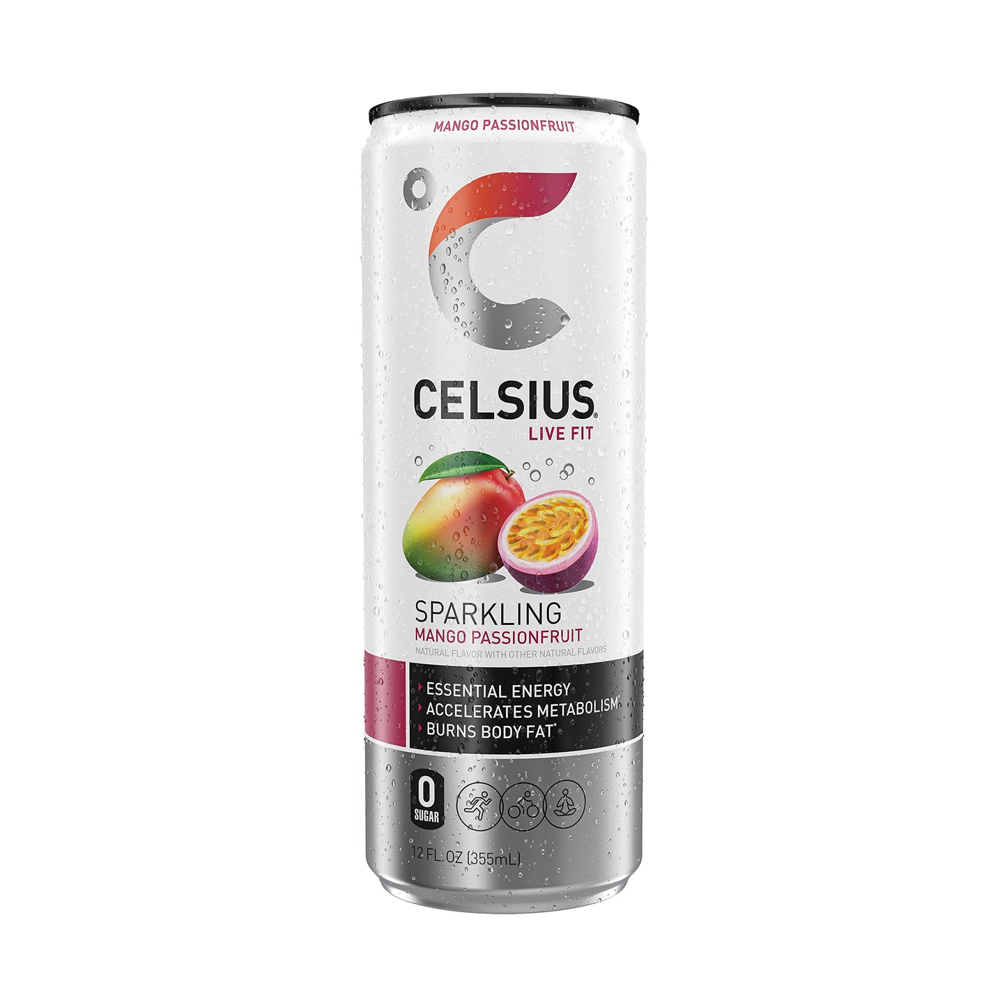 CELSIUS Sparkling Mango Passionfruit, Functional Essential Energy Drink, 12 Fl Oz (Pack of 24)