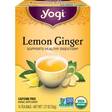 Yogi Tea Lemon Ginger Tea - 16 Tea Bags per Pack (4 Packs) - Organic Ginger Root Tea to Support Healthy Digestion - Includes Lem