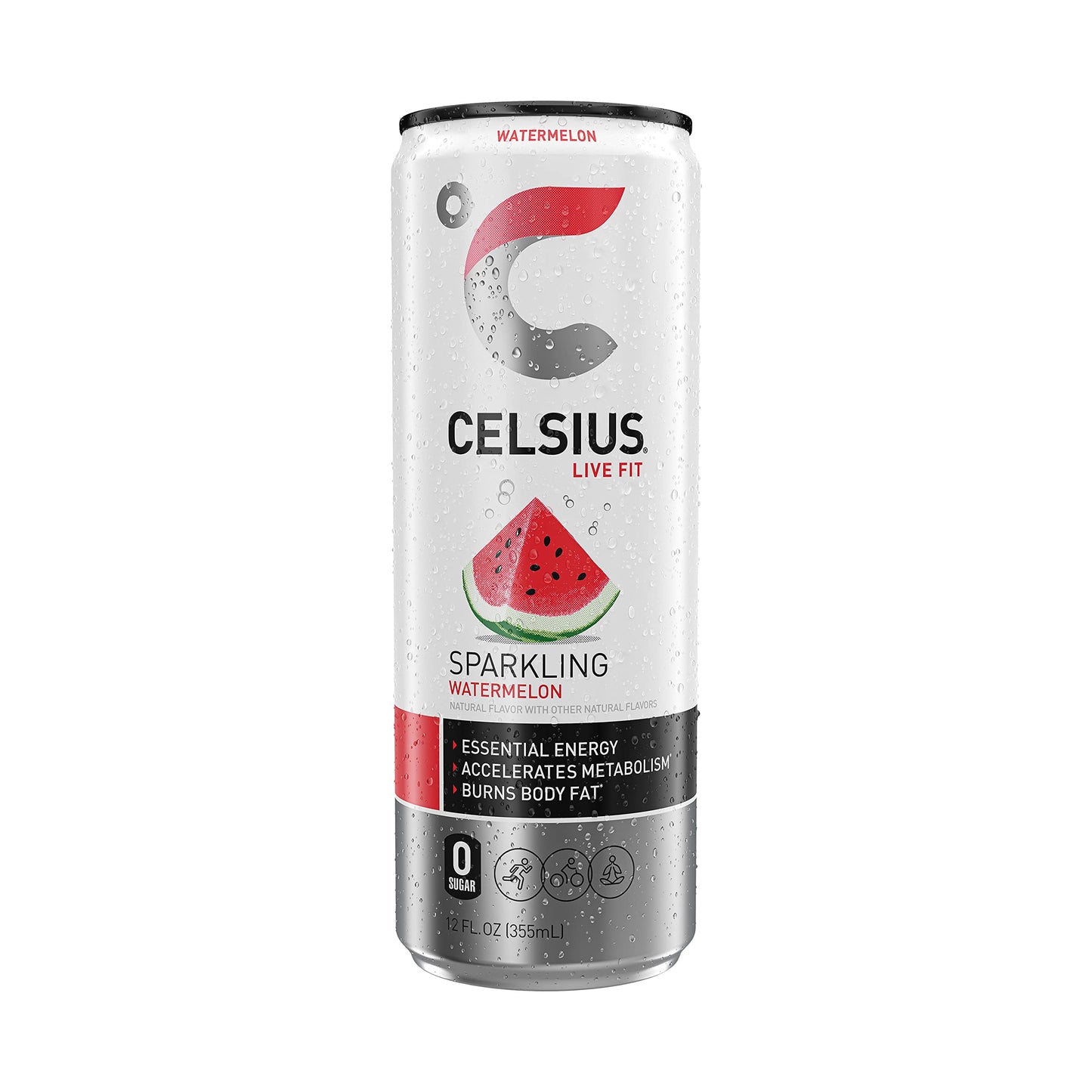 Celsius Sparkling Watermelon, Functional Essential Energy Drink, 12 Fl Oz (Pack Of 24)
