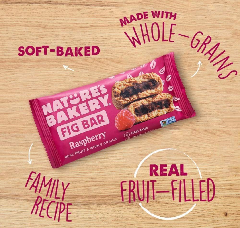 Natures Bakery Whole Wheat Fig Bars, Raspberry, Real Fruit, Vegan, Non-Gmo, Snack Bar, 1 Box With 12 Twin Packs (12 Twin Packs)