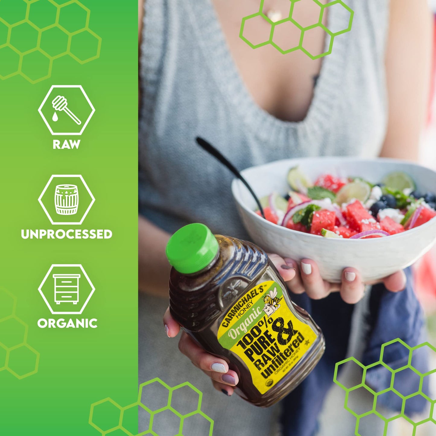 Carmichaels Organic Honey - Raw, Unfiltered, Non-GMO Sweetener - 32 Fl Oz
