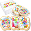 Happy Birthday Cookies Decorated Gift Basket Large 6 Pack | Individually Wrapped Sugar Cookie Jumbo With Icing Cake Party | Nut-Free Kosher