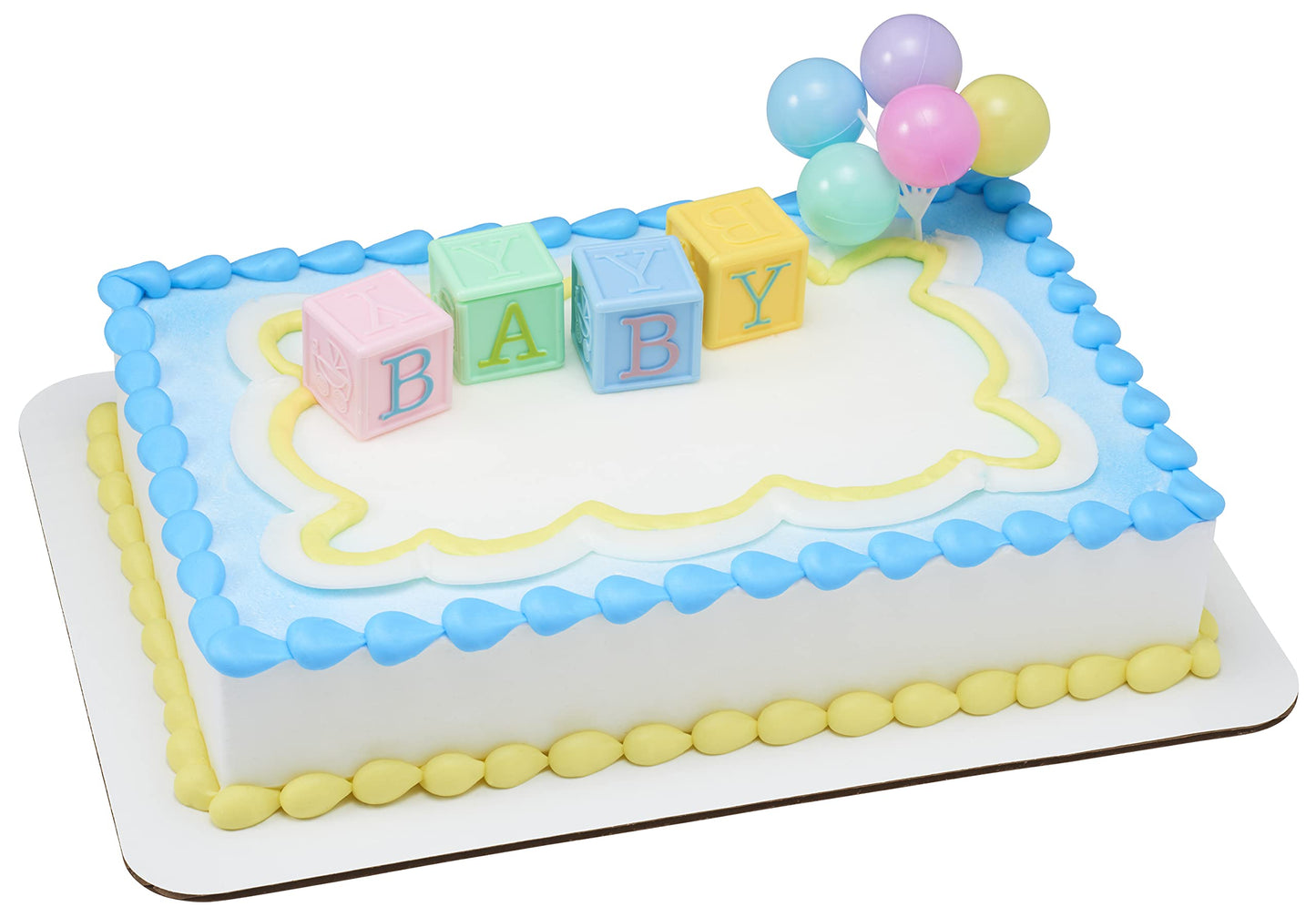Decopac B-A-B-Y Blocks Decoset Cake Decoration Blue, Pink, Yellow, Approximately 5'' High