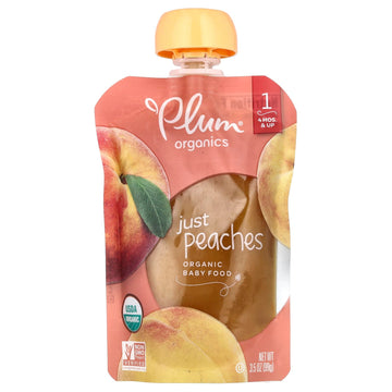 Plum Organics Baby Stage 1 Food, Just Peaches, 3.5 Oz