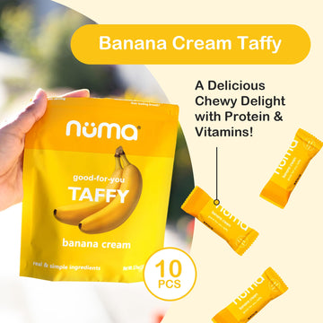 Numa Foods Banana Taffy Candy, Made With Real & Simple Ingredients: Low Sugar, High Protein, Low Calorie, All Natural & Gluten F
