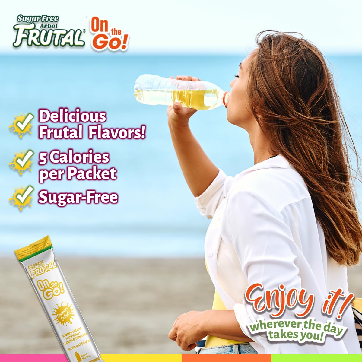 Arbol Frutal Pina Colada Powdered Drink Mix - Sugar Free On-The-Go Packets (30 Count) - Single Serve Flavor Sticks