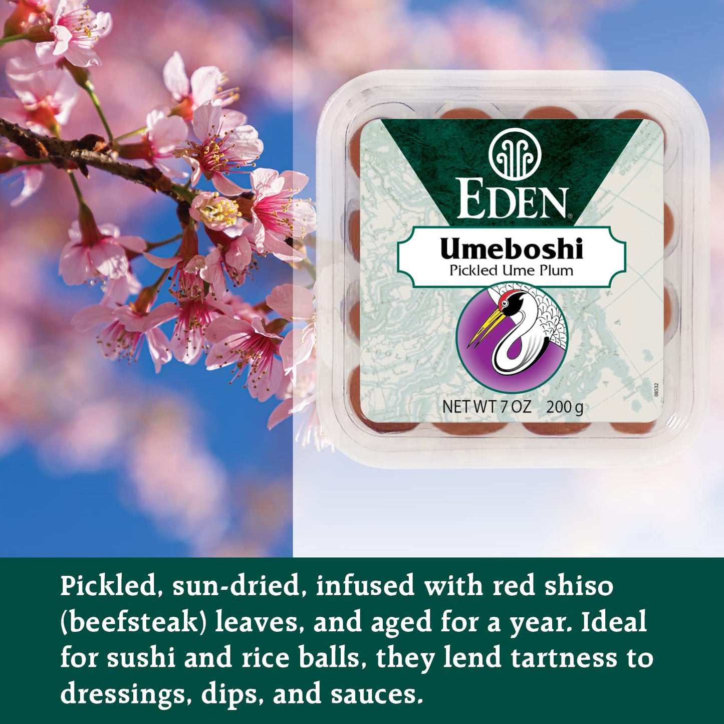 Eden Umeboshi Plum, Japanese Pickled Plum, Whole, Traditionally Made, No MSG, No Chemical Additives, 7.05 oz (2-Pack)