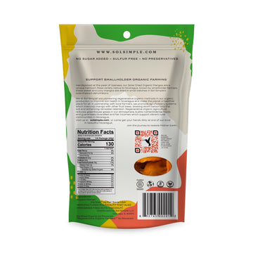 Sol Simple Organic Dried Mango | 6Oz Snack Pack (2 Bags Total) | One Ingredient | Vegan | Non-Gmo | No Added Sugar | Fair Trade | Dried Fruit | Mango