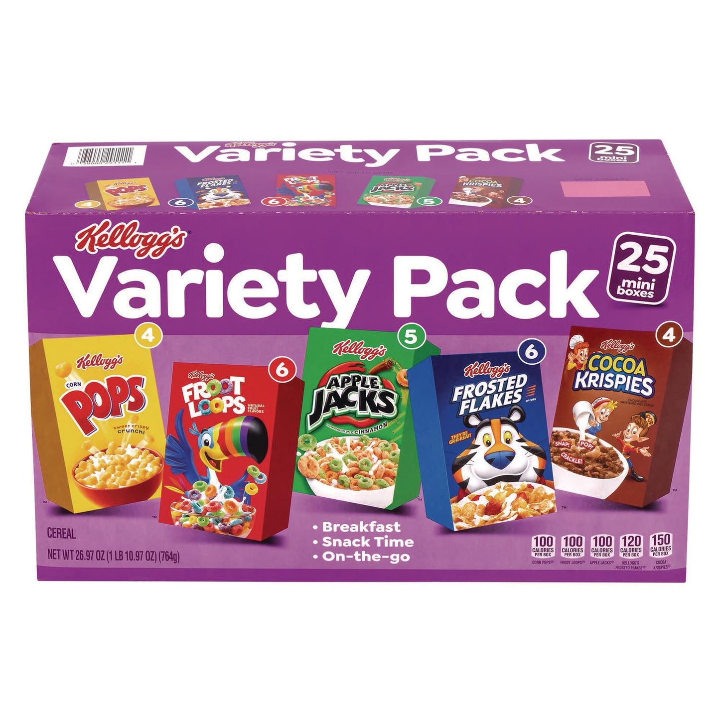 Kelloggs Assorted Cereal (26.97 oz., 25 pk.) For Kids & Adults