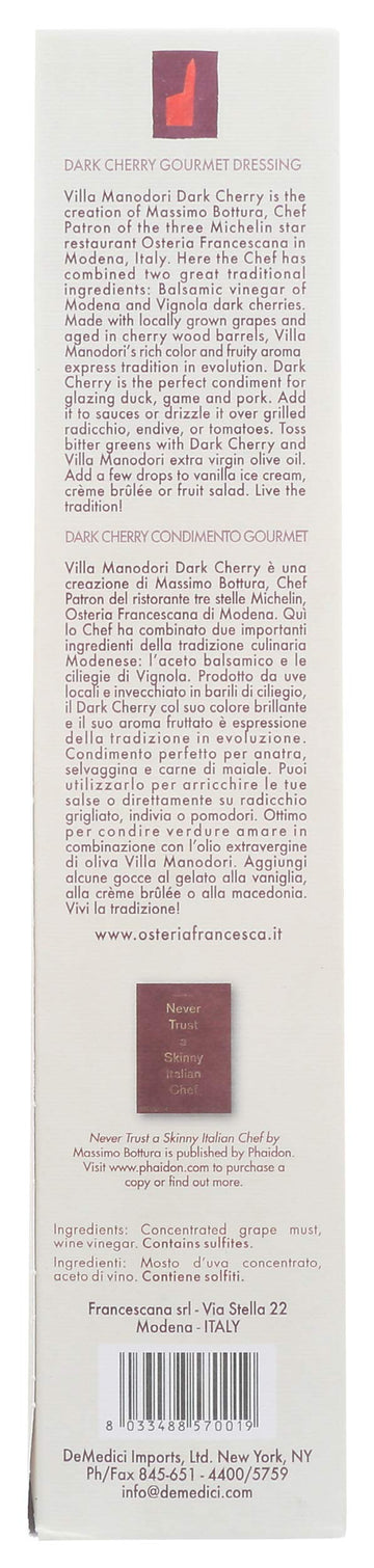 Villa Manodori, Massimo Bottura Dark Cherry Gourmet Dressing, 8.5 Fl Oz