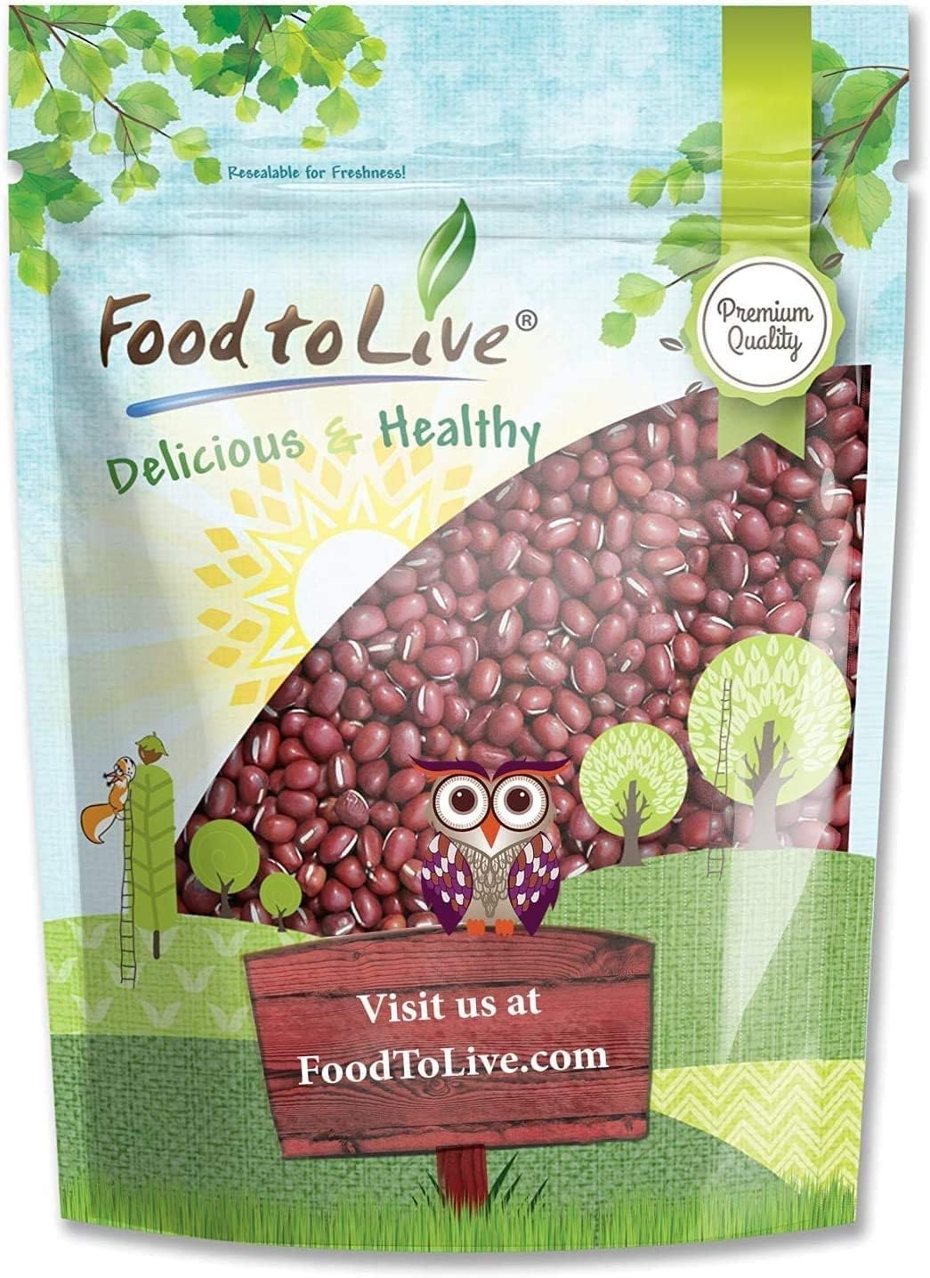 Food To Live - Adzuki Beans, 5 Pounds Whole Dried Azuki Beans (Red Mung Beans), Raw, Vegan, Kosher, Sproutable, Bulk. Rich In Minerals, Dietary Fiber And Protein.