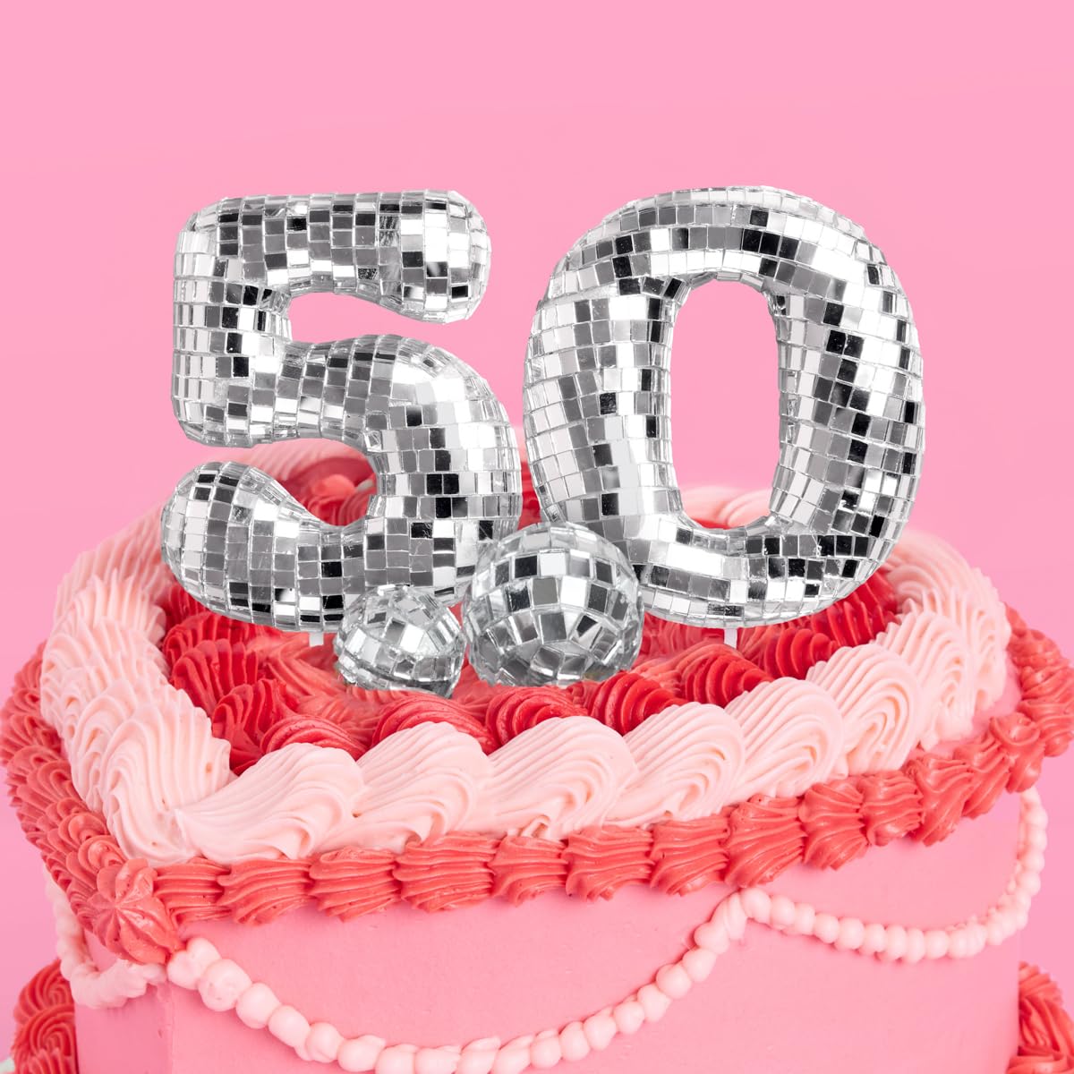 Xo Fetti 50Th Birthday Disco Cake Topper - 6 Pcs | Groovy Bday Party Nifty Fifty Supplies Cute Boogie Decorations 50 Dancing Queen