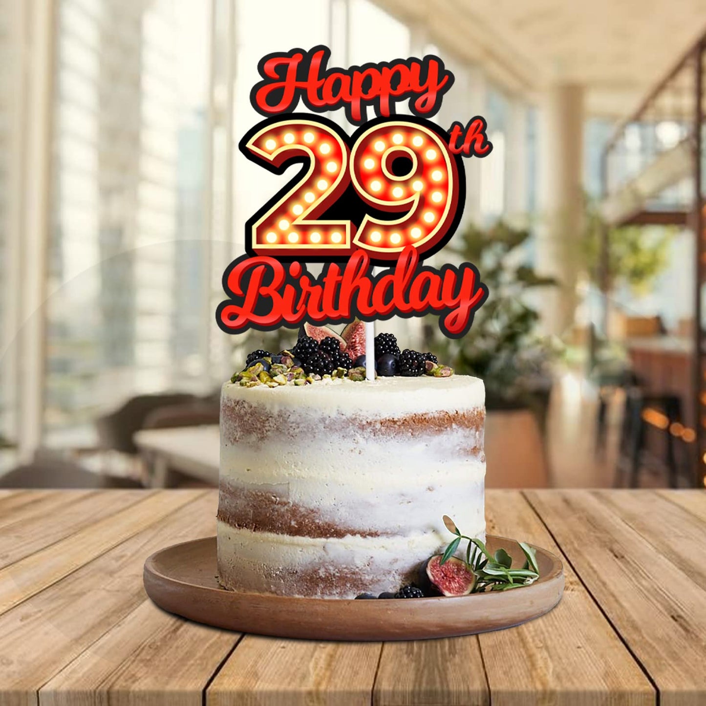 Happy 29Th Birthday Cake Topper Fluorescent Flashing Night Out Hen Movie Nightclub Theme Decor Supplies Woman Man Happy Birthday