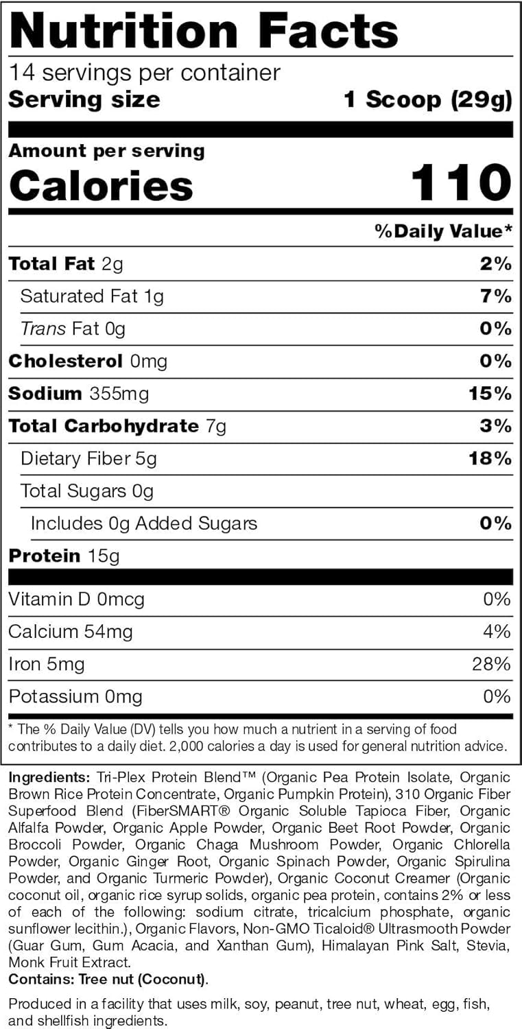 310 Nutrition Vegan Organic Plant Protein Powder - 0g Sugar, Meal Replacement Shake, 14 Servings, Organic Vanilla, 0.51 Ounce (Pack of 28)