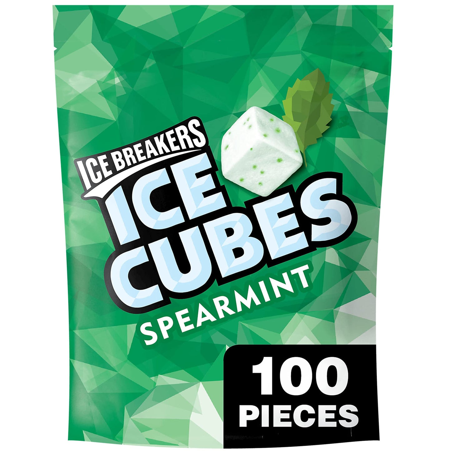 Ice Breakers Ice Cubes Spearmint Sugar Free Chewing Gum Pouch, 8.11 Oz (100 Pieces), (Packaging May Vary)