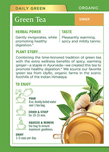 Traditional Medicinals Organic Green Tea Ginger Herbal Tea, Promotes Healthy Digestion, (Pack Of 1) - 16 Tea Bags