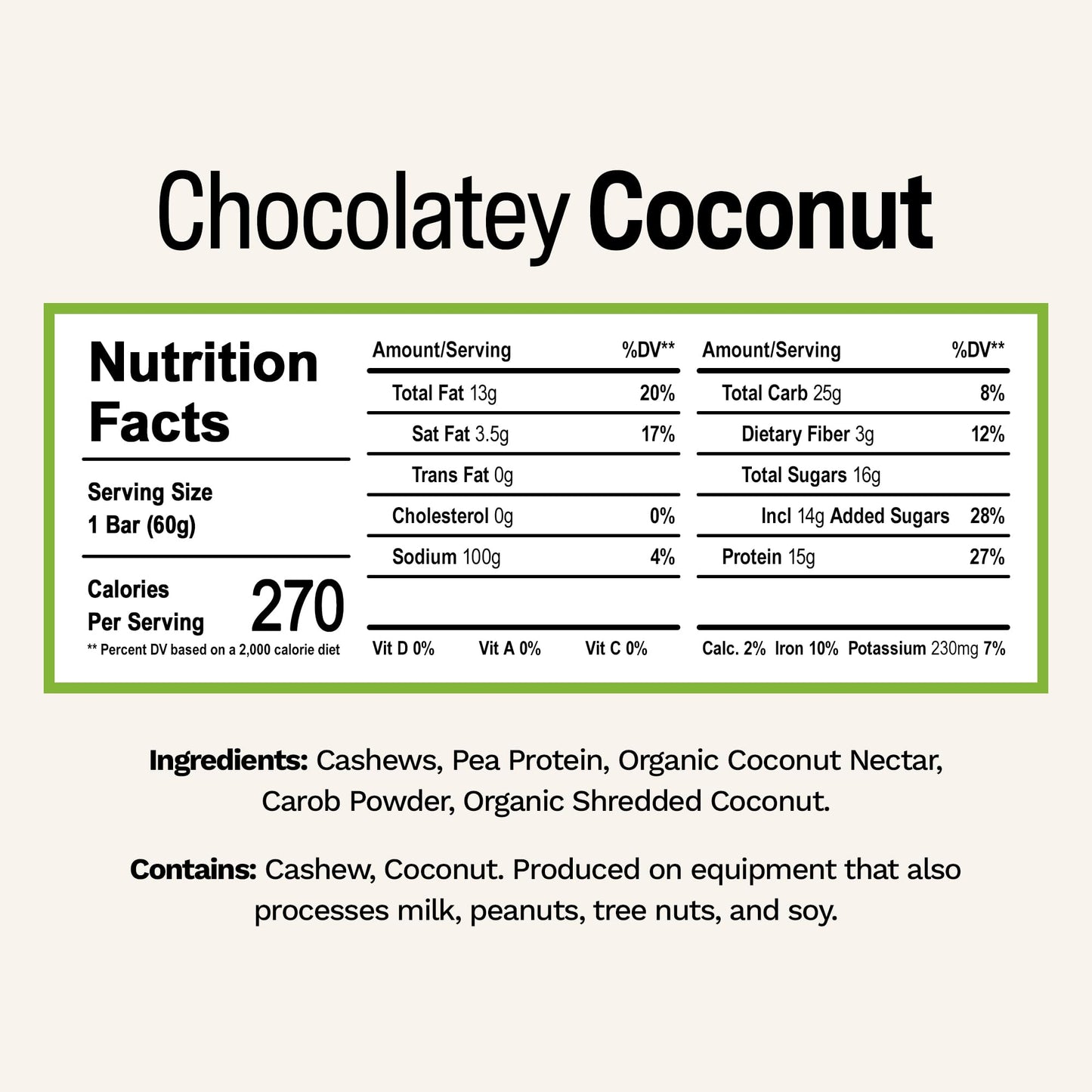 Rise Pea Protein Bar - Chocolately Coconut | Breakfast Bar & Protein Snack 15g Protein Just 5 Whole Food Ingredients Non-GMO Glu