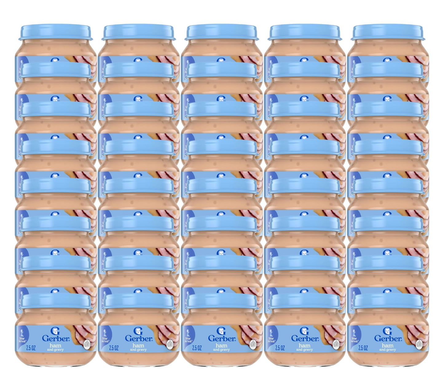 Gerber Baby 2Nd Foods Baby Food, Ham & Gravy,Non-Gmo Pureed Baby Food With Essential Nutrients Glass Jar (2.5 Ounce (Pack Of 40)