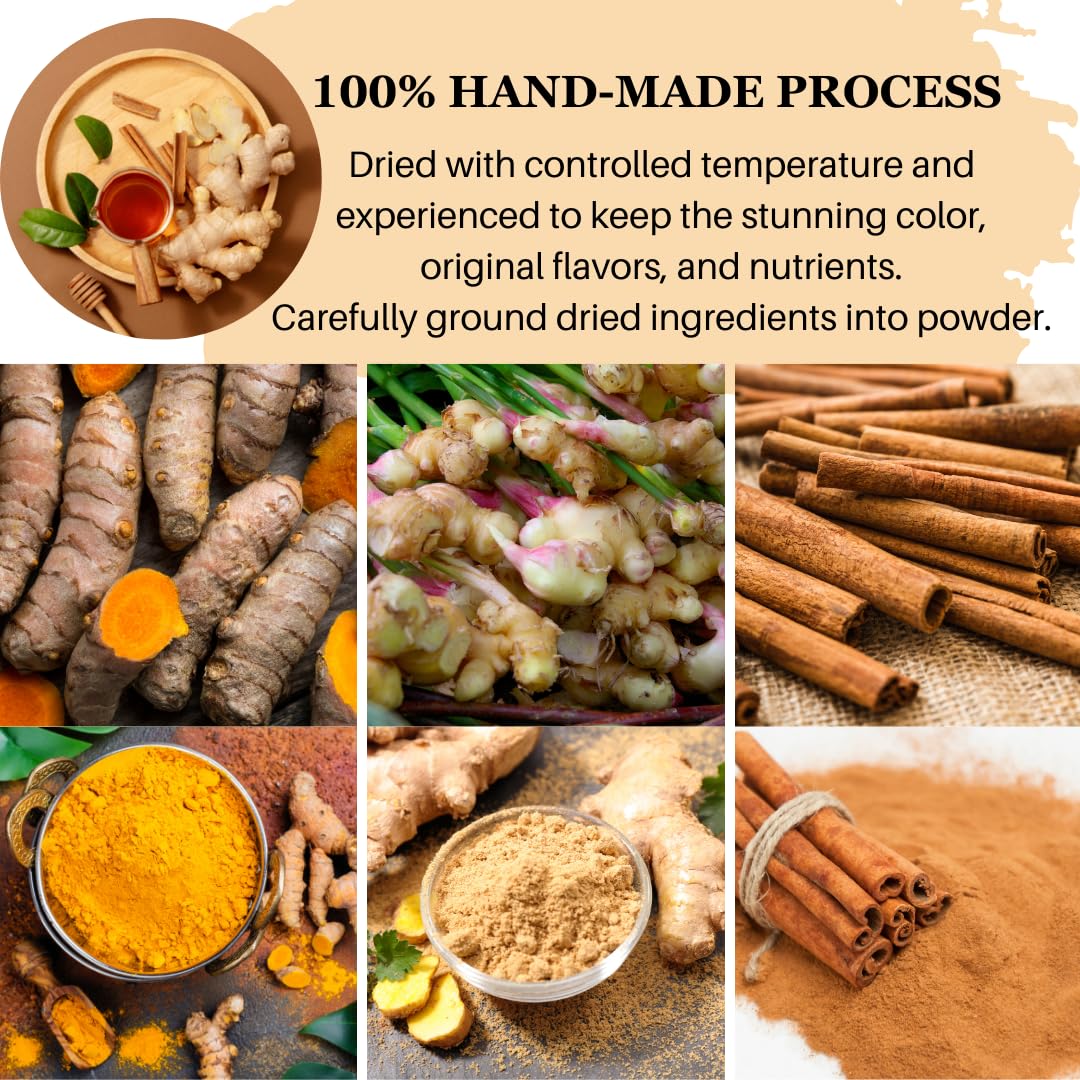 VIDA FARM Turmeric Ginger Cinnamon Tea Bags, 100% Pure & Natural, Non-GMO, Gluten-Free, Vegan, 100 Tea Bags, Yellow