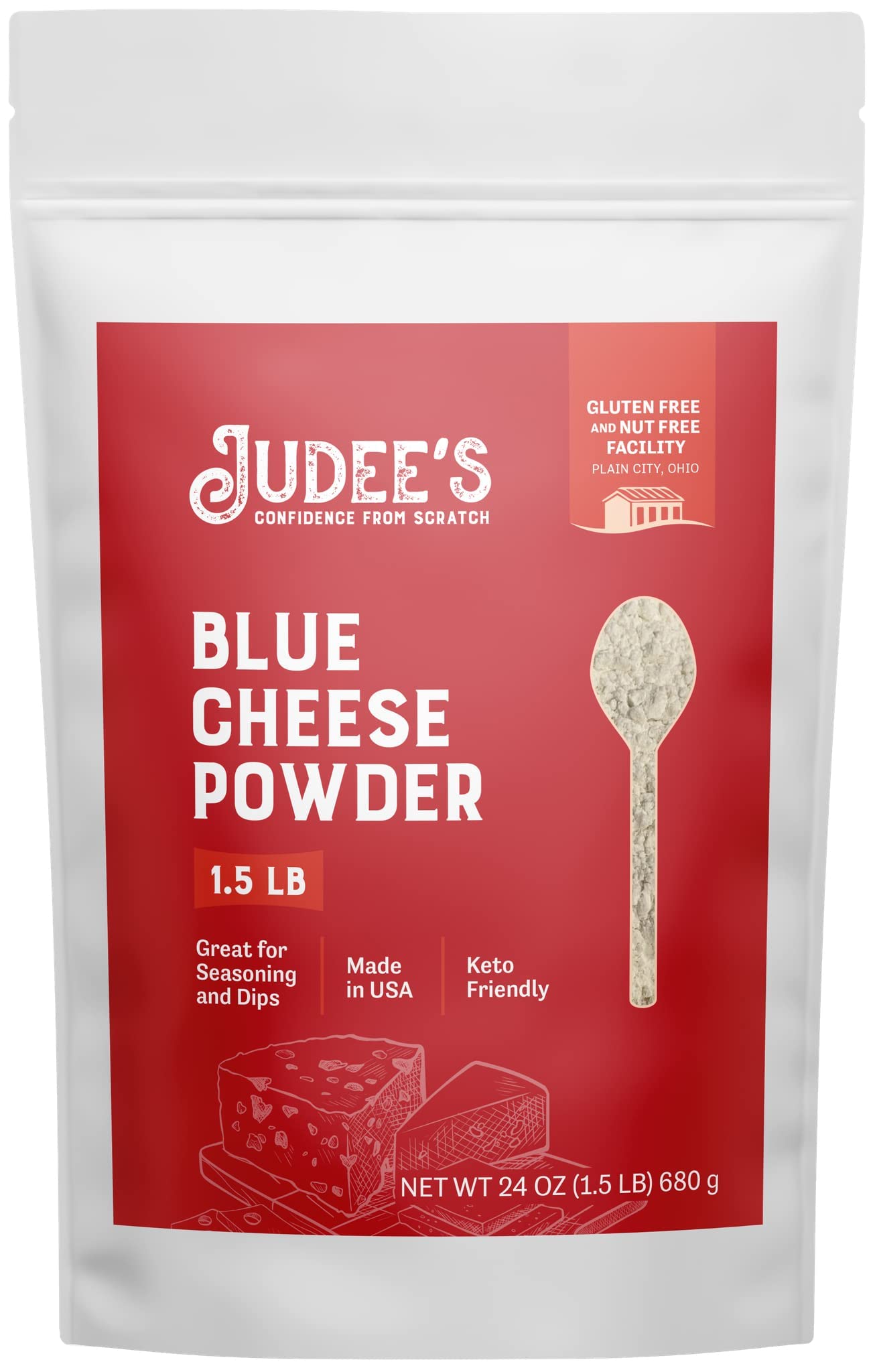 Judee S Blue Cheese Powder 1.5 Lb - Gluten-Free And Nut-Free - Use In Seasonings And Salad Dressings - Great For Dips, Spreads
