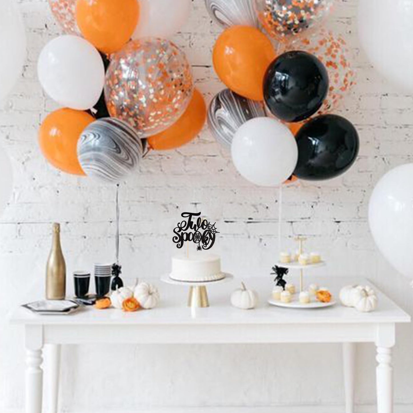 1 Pcs Two Spooky Cake Topper Glitter Spider Web Halloween 2Nd Birthday Cake Pick Baby Shower Cake Decoration For Halloween Spook