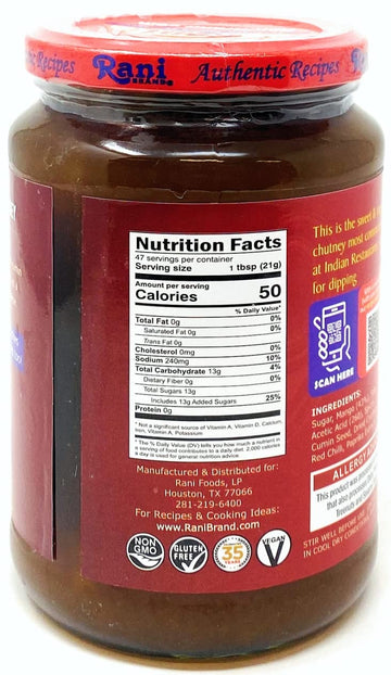 Rani Sweet Mango Chutney (Indian Preserve) 36Oz (2.2Lbs) 1Kg Value Pack, Glass Jar, Ready To Eat, Vegan ~ Gluten Free, All Natur