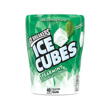 Ice Breakers Ice Cubes Spearmint Sugar Free Chewing Gum, Made With Xylitol, 3.24 Oz Cube Bottles (4 Count, 40 Pieces)
