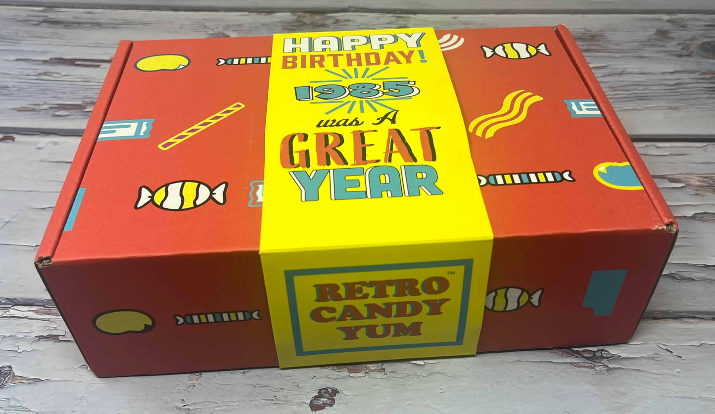 Retro Candy Yum ~ 1985 40Th Birthday Nostalgic Candy Gift Basket Box Assortment From Childhood Memories For 40 Year Old Woman Or Man Born 1985 Jr