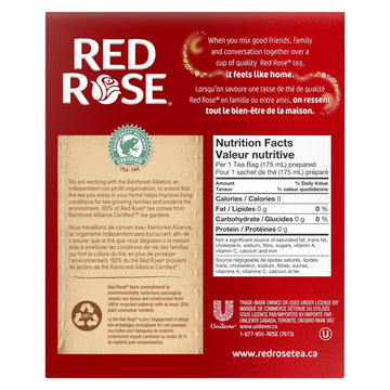 Red Rose Orange Pekoe Tea Bags, 72 Count, Imported from Canada
