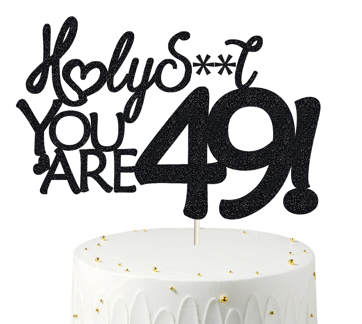 49 Birthday Cake Toppers-Black Glitter, Funny 49Th Cake Topper For Men,49 Cake Topper For Women, 49Th Birthday Decorations,49Th