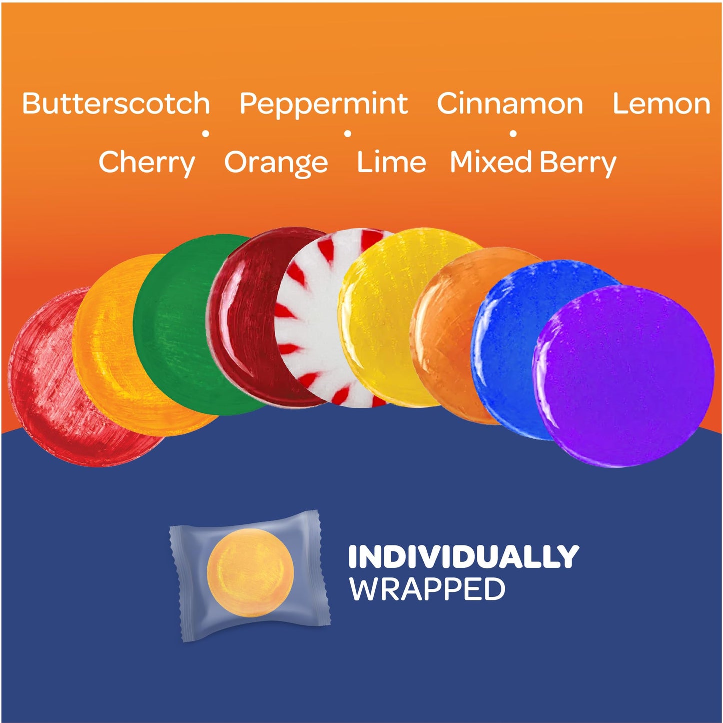 FUNTASTY Sugar-Free Hard Candy - Assorted Flavors, 2 Pound Bulk Pack, Individually Wrapped for Office Bowl Mix