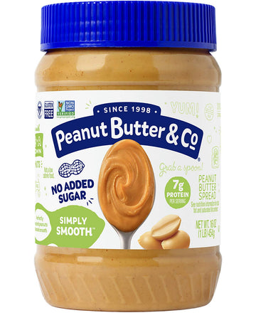 Peanut Butter & Co. Simply Smooth Peanut Butter, Non-Gmo Project Verified, Gluten Free, Vegan, 16 Oz, Pack of 3, 48 oz. Value Pa
