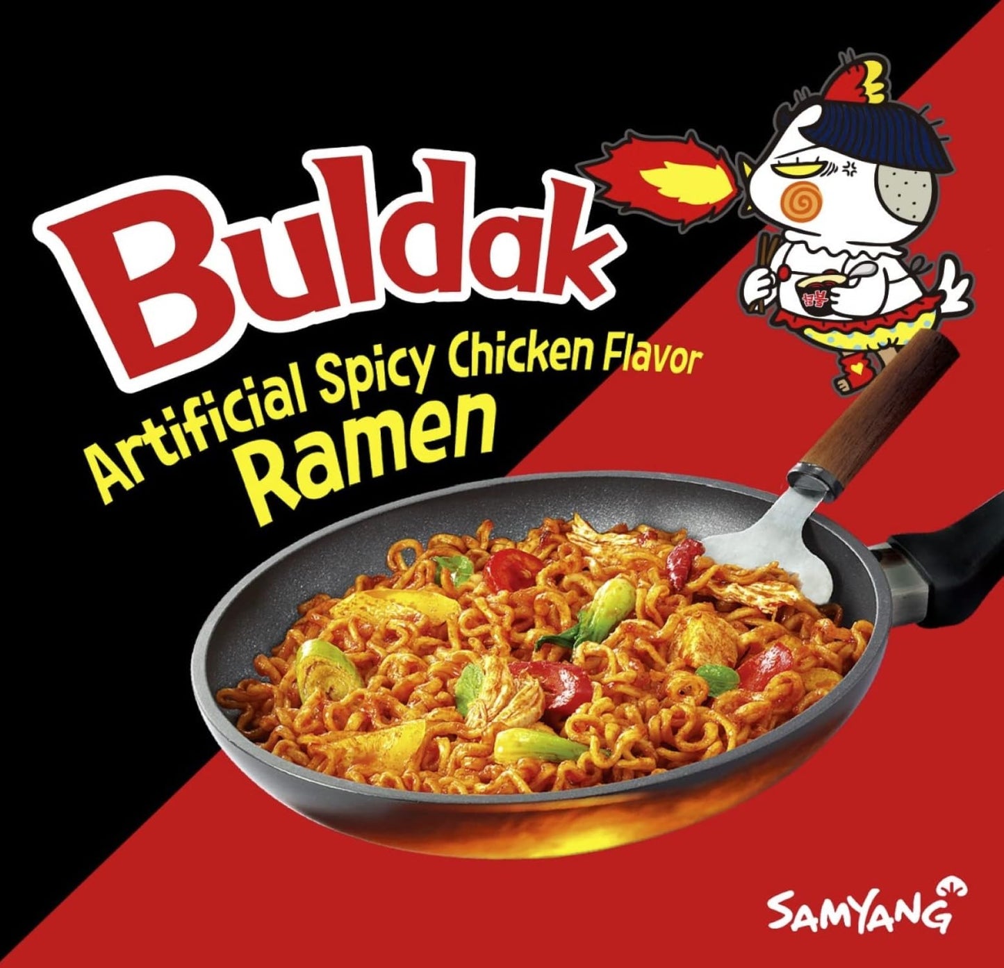 Samyang Spicy Chicken Ramen Roasted Noodles, Buldak Artificial Spicy Chicken Flavor 4.94 Oz (5 Packs) Black