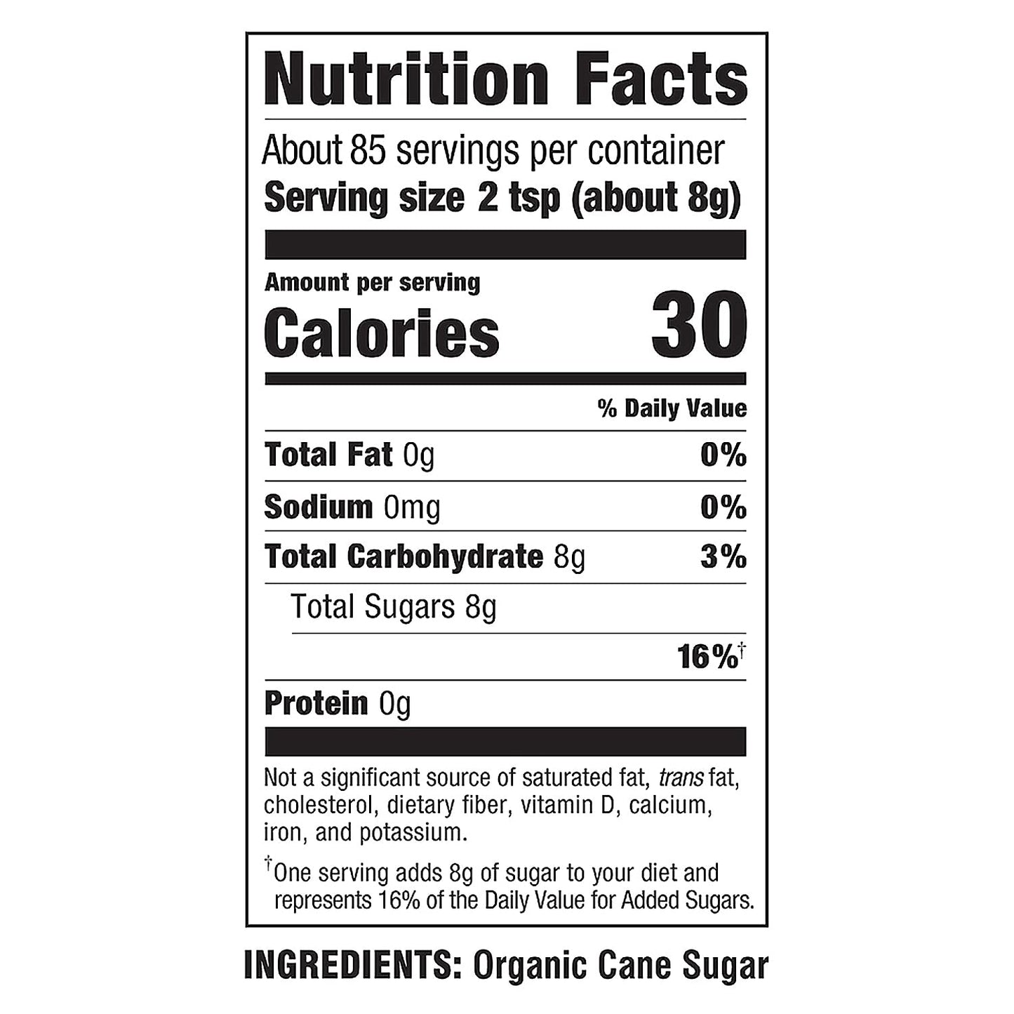 Sugar In The Raw Organic Granulated White Premium Cane Sugar, No Erythritol, Pure Natural Sweetener, Hot & Cold Drinks, Coffee,