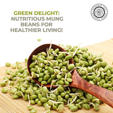Pride Of India - Indian Whole Green Mung Gram - Protein & Fiber Rich Moong Whole, 1.5 Pound Jar