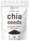 Organic Chia Seeds 4lbs | Raw Chia Seed Source | Rich in Essential Fiber Vegan Omega-3 & Plant Based Protein | Great for Baking Smoothies Pudding & Oatmeal | Non-GMO Gluten Free