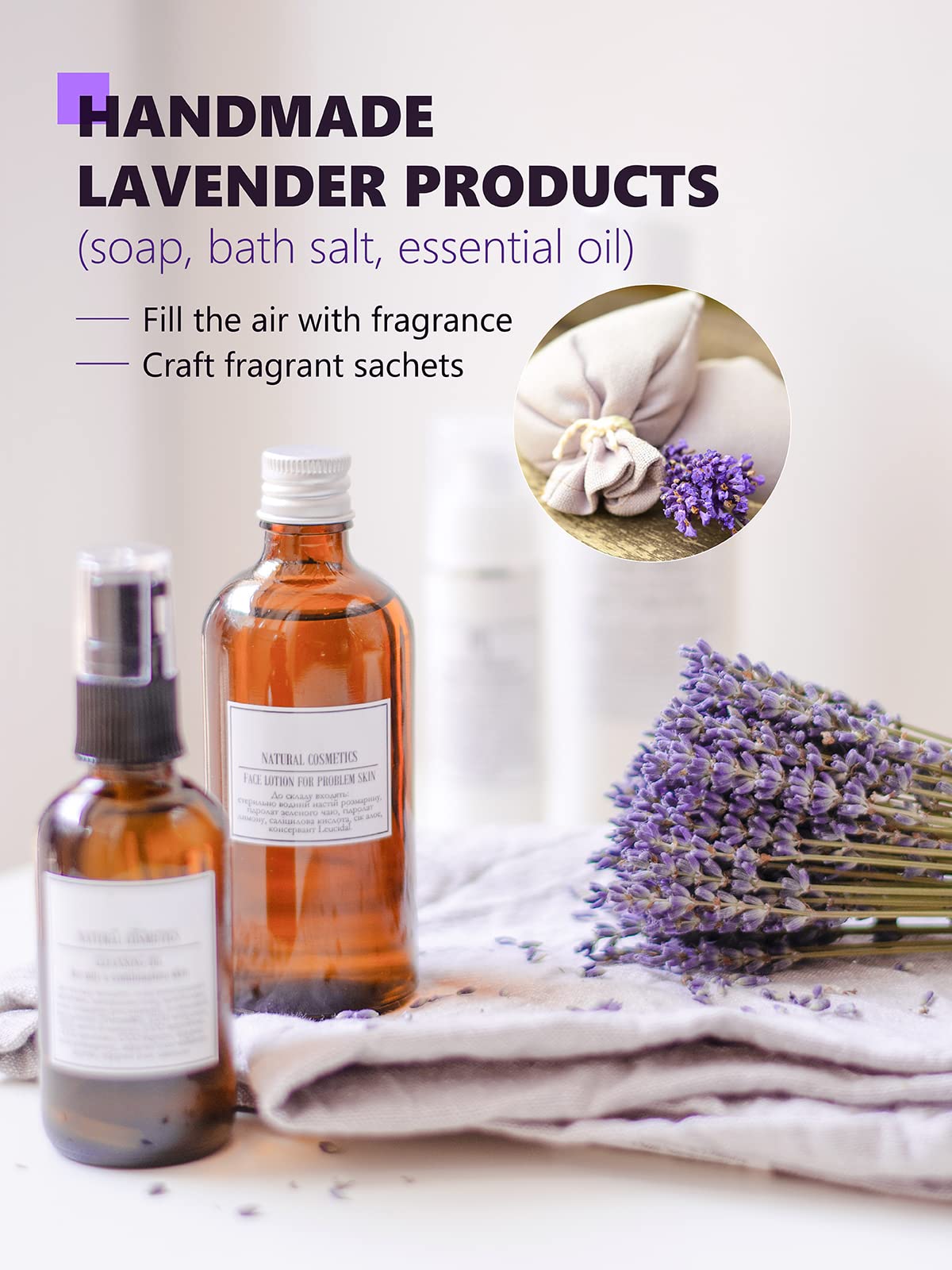 TeeLux Lavender Flowers Tea - Dried Lavender Buds for Drinks & Crafts, Caffeine-free, 4oz