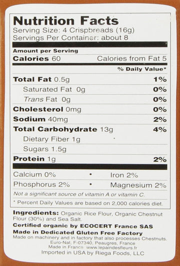 Le Pain Des Fleurs Crispbread, Chestnut, 5.3 Ounce