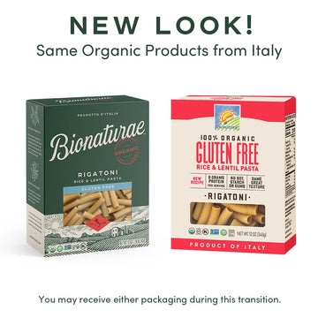 Bionaturae Rigatoni Pasta Noodles - Gluten Free Rigatoni Pasta Organic, Rice & Lentil Pasta, Kosher, High Protein, Non-Gmo, Glut