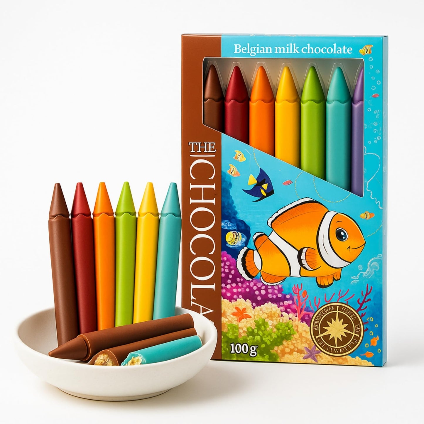Andy Anand Chocolate Crayon Box Delightful Treats For Kids Featuring 7 Milk Chocolate Pencils Imported From Europe - Favorite Among Children - Pack Of 1