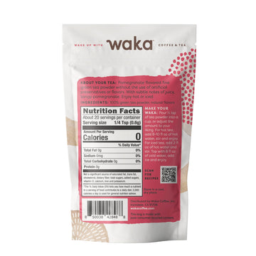 Waka Instant Green Tea Mix, Pomegranate Flavored - 100% Tea Leaves, No Additives, Unsweetened Travel Size Tea Powder - Easy Quic